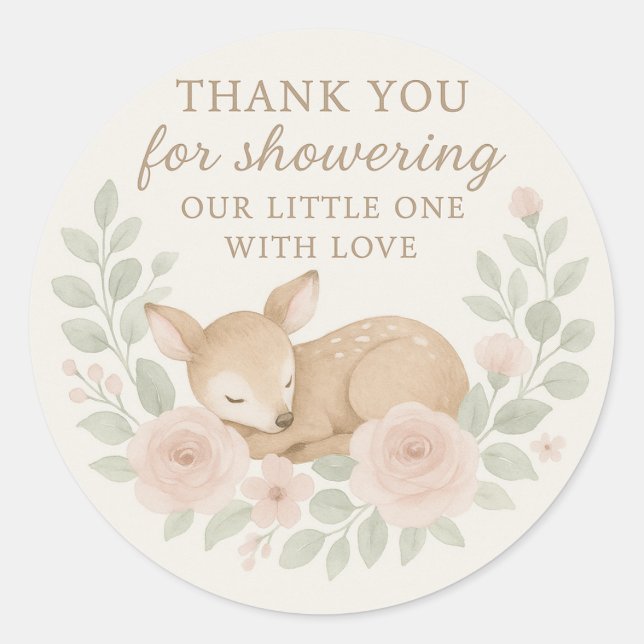 Baby Shower Thank You Sticker – Deer Theme (Front)