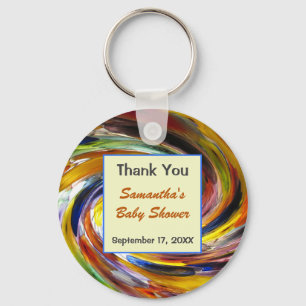 Baby Shower Thank You Swirled Colourful Keepsake Key Ring