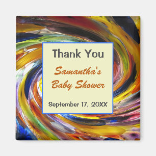 Baby Shower Thank You Swirled Colourful Keepsake Magnet