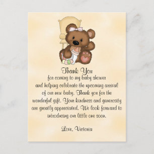 Baby Shower Thank You Teddy Bear Postcard