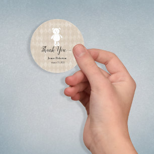 Baby Shower Thank You Teddy Bear Tan Classic Round Sticker