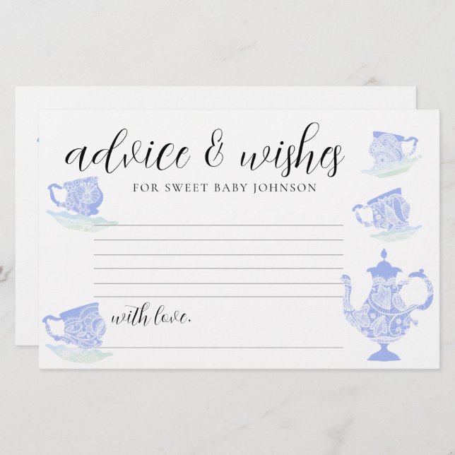 Baby Shower Time Capsule Cards Tea China Lace Gold (Front/Back)