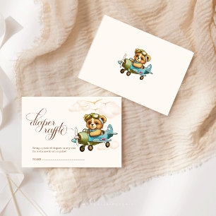 Baby Shower Tiny Pilot Teddy Bear Diaper Raffle Enclosure Card
