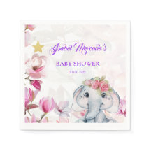 Baby Shower Towel with Floral Elephant