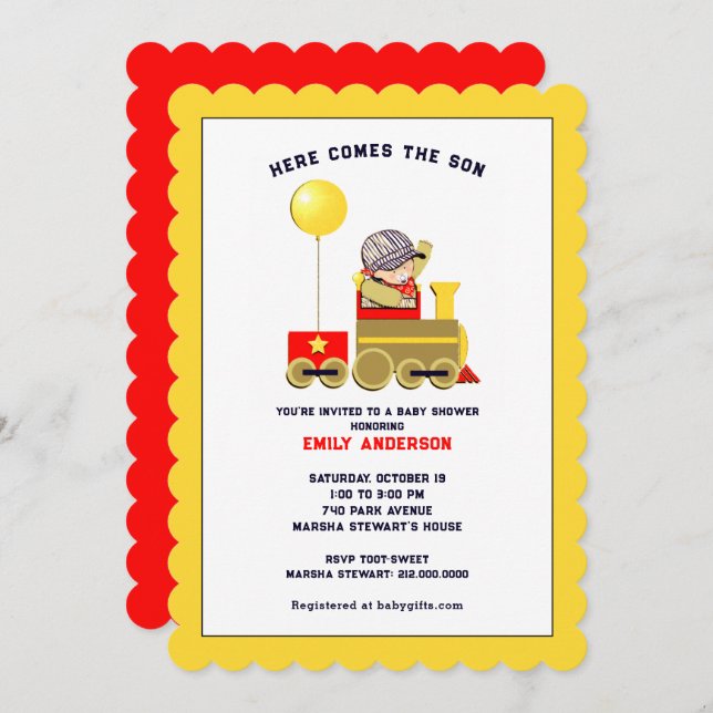 Baby Shower Toy Train Invitation (Front/Back)