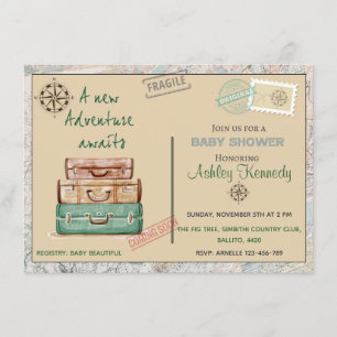 Baby shower travel theme party invitation 4 x 6