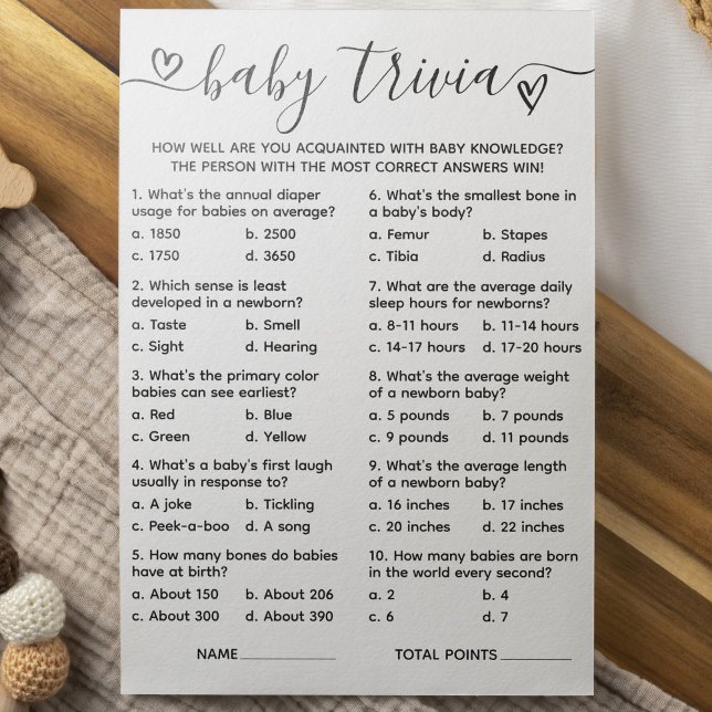 Baby Shower Trivia Game Card (Creator Uploaded)