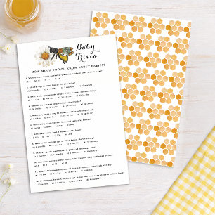 Baby Shower Trivia Game   Honey Bee Themed Baby Sh
