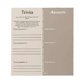 Baby Shower Trivia Party Game - Custom Questions Notepad