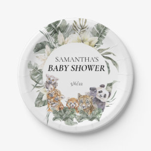 Baby Shower Tropical Jungle Animals Paper Plate