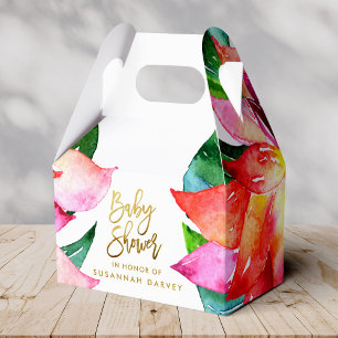 Baby Shower Tropical Watercolor Flower Thank You Favour Box