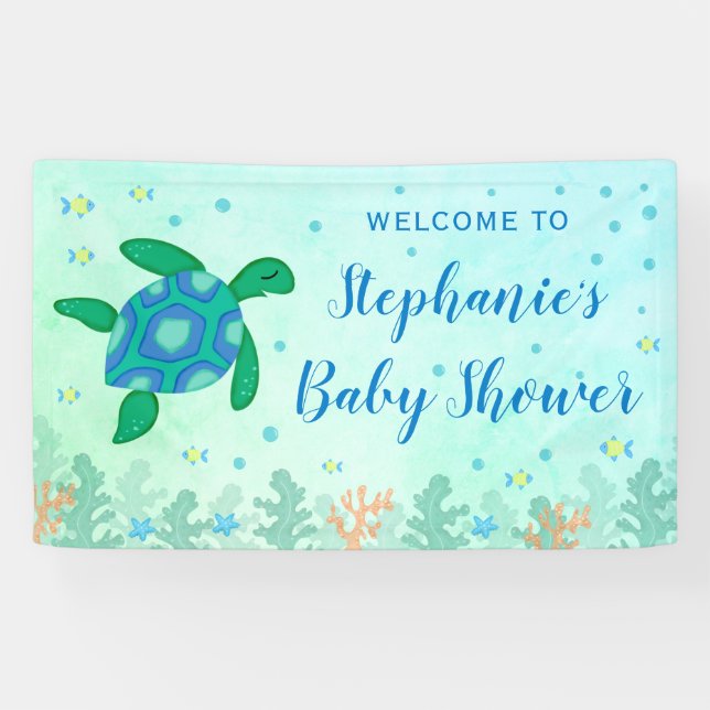 Baby Shower Turtle Under The Sea Welcome Banner (Horizontal)