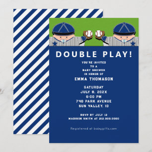 Baby Shower Twin Boys Baseball Invitation