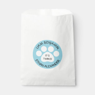 Baby Shower - Twin Boys - Paw Print Theme Favour Bag