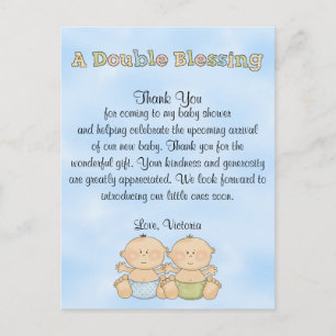 Baby Shower Twin Boys Postcard