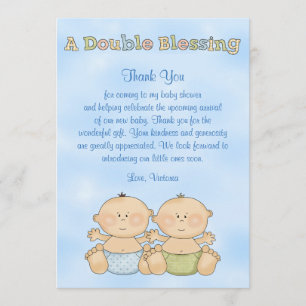 Baby Shower Twin Boys Thank You Card