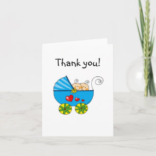 Baby shower twin boys thank you card