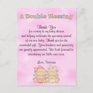 Baby Shower Twin Girls Postcard