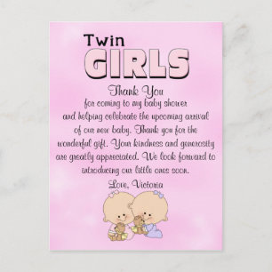 Baby Shower Twin Girls Postcard