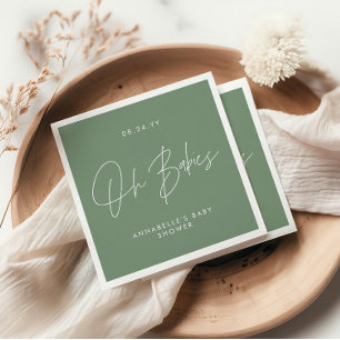Baby shower twin modern sage green elegant napkin