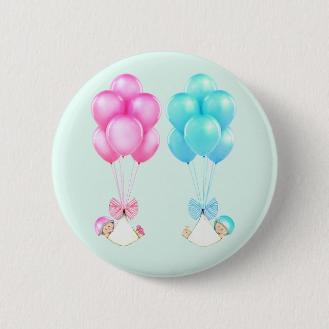 Baby Shower Twins 6 Cm Round Badge (Front)