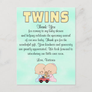 Baby Shower Twins Boy Girl Postcard