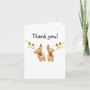 Baby shower twins thank you card