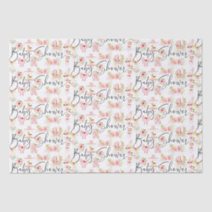 Baby Shower Typography Newborn Symbols Pattern Tissue Paper
