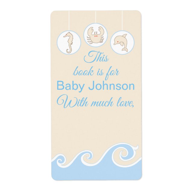Baby Shower "Under the Sea" Bookplate Sheet of 8 (Front)