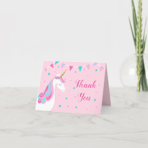 Baby Shower Unicorn Pink Thank You Card