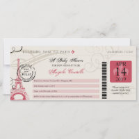Baby Shower Vintage Paris Boarding Pass