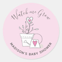 Baby Shower Watch me Grow Pink Heart Plant
