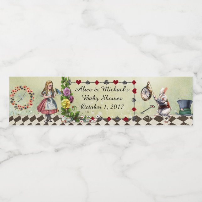 Baby Shower Water Bottle Label, Alice Wonderland Label (Single Label)