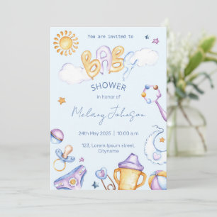 baby shower water colour invitation