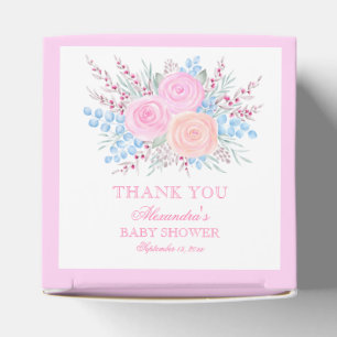 Baby Shower Watercolor Bouquet Pink Roses Girl Favour Box