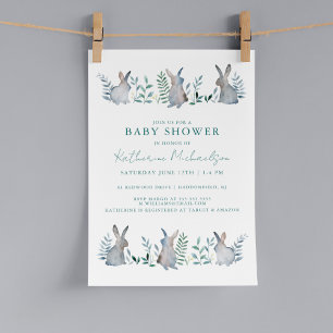 BABY SHOWER   Watercolor Bunny Invitation