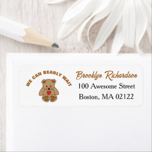 Baby Shower We Can Bearly Wait Brown Teddy Bear Return Address Label
