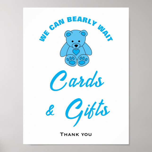 Baby Shower We Can Bearly Wait Cards & Gifts Sign (Front)