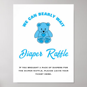 Baby Shower We Can Bearly Wait Diaper Raffle Sign