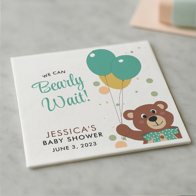 Baby Shower We Can Bearly Wait Gender Neutral Napkin (Creator Uploaded)