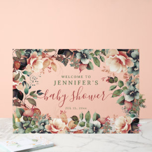 Baby Shower Welcome Boho Garden Floral Acrylic Sign
