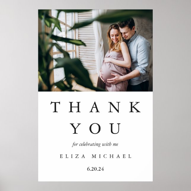 Baby Shower Welcome Sign with Photo and Date (Front)