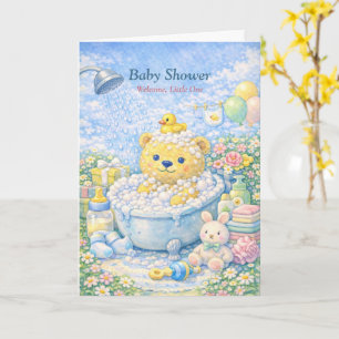 Baby Shower – Whimsical Bear Bath Illustration Card