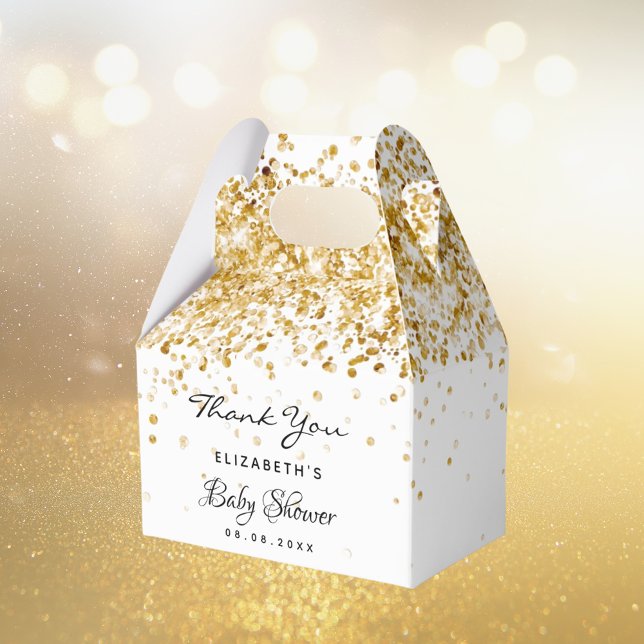 Baby Shower white gold confetti thank you Favour Box (Creator Uploaded)