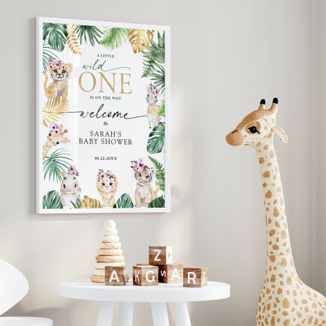 Baby Shower Wild One Jungle Safari Animal  Welcome Poster (Creator Uploaded)