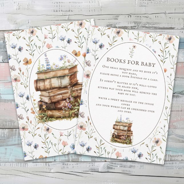 Baby Shower Wildflower, Bring a book for baby Enclosure Card (Creator Uploaded)