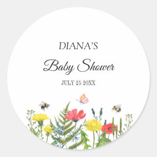 Baby Shower wildflower Classic Round Sticker
