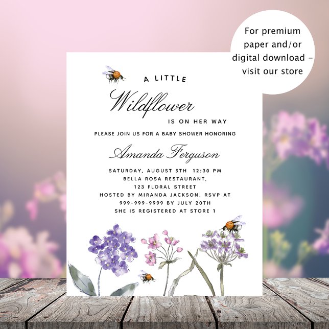 Baby Shower wildflower purple budget invitation Flyer (Creator Uploaded)