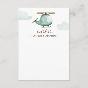 Baby Shower Wishes & Advice. Watercolor Helicopter Enclosure Card