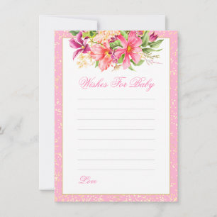 Baby Shower Wishes Chic Flowers Bouquet Pink Advice Card